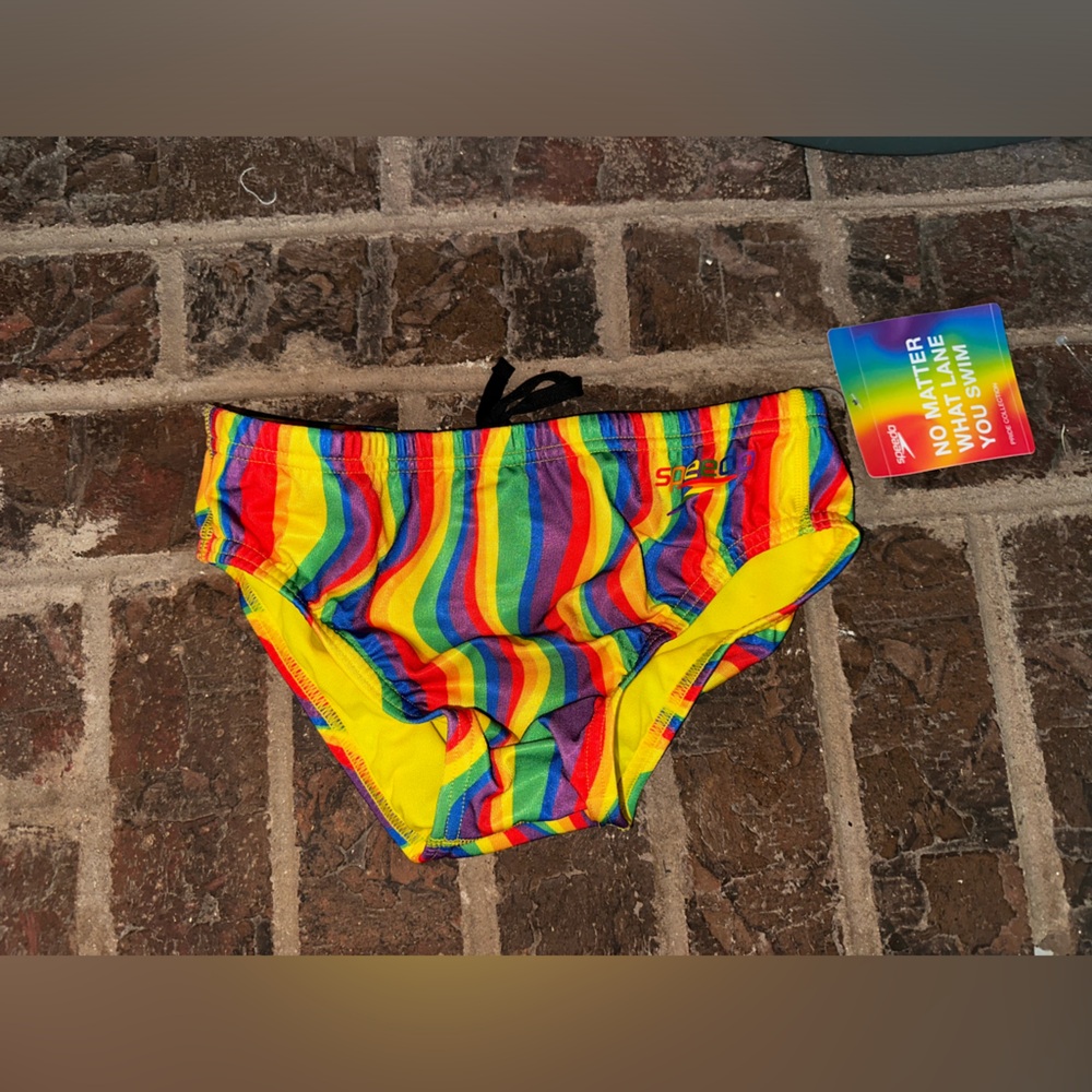 Speedo Pride Swim Brief Rainbow Tide Eco Endurance Size 28 NWT